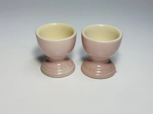 Le Creuset Egg Cup Holder Stoneware Chiffon Pink Rare Set of 2 Egg Cups New NWT - Picture 1 of 4