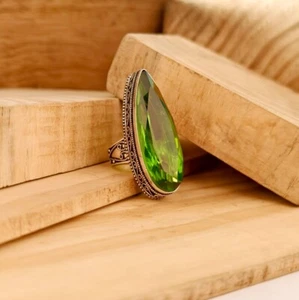 Peridot Quarz Edelstein Handarbeit 925 Sterling Silber Schmuck Ring Geschenk für die Liebe - Bild 1 von 4