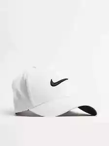 New Nike Club Structured Swoosh Hat Deep White Black Cap FB5625 100 Size S/M - Picture 1 of 6
