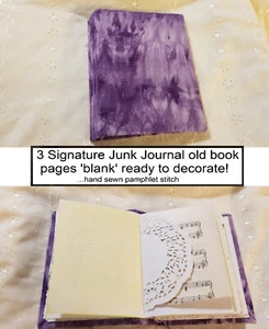 Junk Journal Notebook Handmade Book Sewn Ready To Decorate- Mauve Purple - Austr - Picture 1 of 24