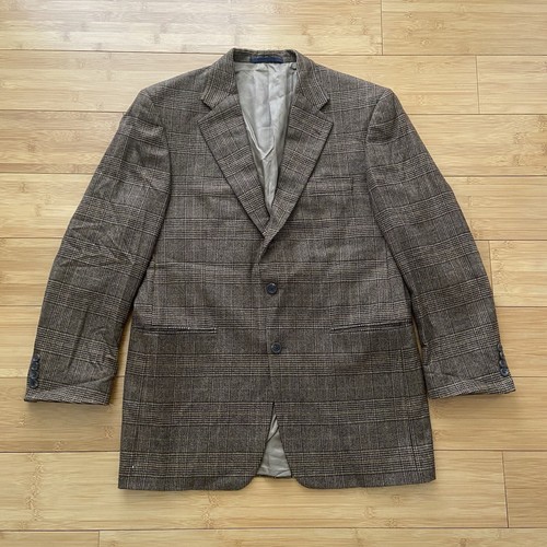 Cappotto sportivo vintage Burberry Kensington 2 bottoni a quadretti Glen 100% lana USA da uomo 40 REG