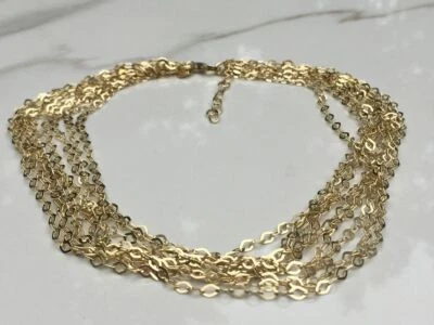 Collar de eslabones veronés revestido de oro de 18 quilates con forma de diamante de nueve hilos Foto 1 de 4