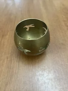 Vintage Brass Round Candle Holder Bird Design - Picture 1 of 4