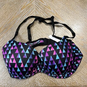 Pink By Victoria’s Secret Black Print Wear Everywhere T-shirt Lightly Lined 36B - Picture 1 of 4