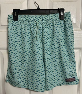 Vineyard Vines Boys Swim Shorts Mint Green Fish Pattern - Image 1 of 4