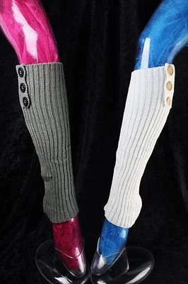 3 Button Accent Leg Warmers Boot Toppers Faux Sock Ribbed Design    - Image 1 of 2