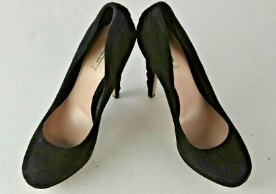 Miu Miu Round To High Heel Slip On Velvet Pumps Career Size 38  Black 8 US Italy - Image 1 of 4