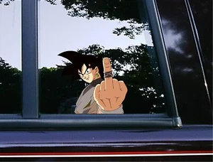 Goku Middle Finger Peeking Window Vinyl Car Decals Anime Stickers Dragon Ball Z - Picture 1 of 4
