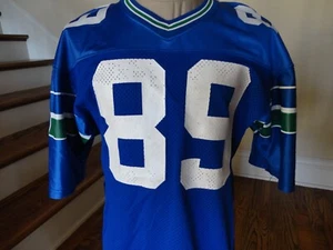 Camiseta deportiva de colección años 80 Seattle Seahawks Brian Blades #89 azul tejido arena adulto 40 BONITA - Imagen 1 de 8