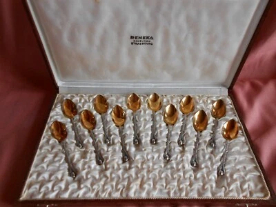 12 Cuillères à Moka RENEKA Orfèvre STRASBOURG avec 3 Poinçons - Photo 1/4