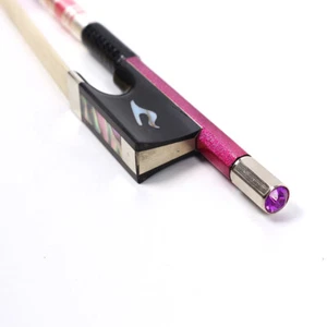 Arco per violino bastone in carbonio colorato 4/4 capelli naturali ebano rana guscio motivo intarsio - Foto 1 di 9