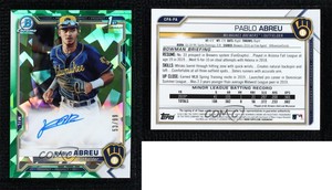 2021 Bowman Chrome Prospect HTA Green Atomic Refractor /99 Pablo Abreu Auto