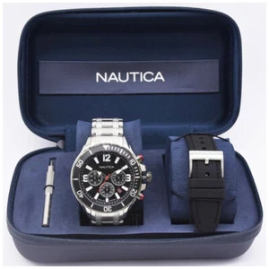 Orologio Uomo Nautica Special Box Cronografo Doppio Cinturino Gomma e Acciaio - Picture 1 of 4
