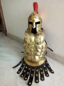 Medieval Antique Finish Costume Handmade Muscle Jacket & Spartan Helmet Armor - Picture 1 of 3