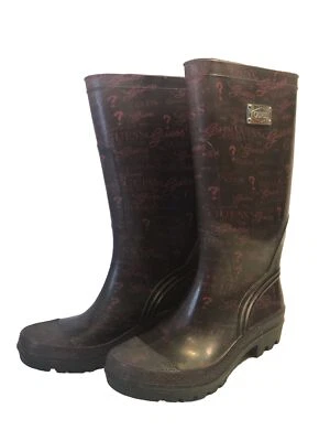 Pantalones de mezclilla para mujer Guess impermeables GUESS? Botas de lluvia granate exclusivas calzado Foto 1 de 4