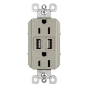 Legrand Radiant 15 Amp Decorator Duplex Tamper Resistant Outlet TM826USBNICCV4 - Picture 1 of 2