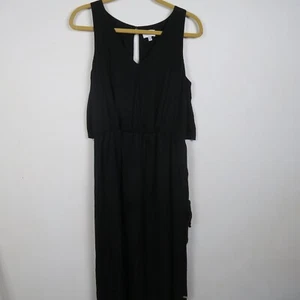 Witchery Womens Dress 12 or Medium Black Maxi Sleeveless Crew Neck V-Neck - Picture 1 of 9