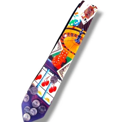 Corbata de cartas de casino de colección Ralph Marlin 4" buena forma Shipa Fast Las Vegas  Foto 1 de 4