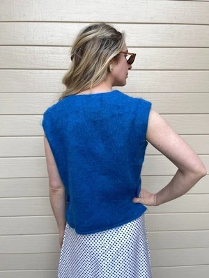  Chaleco vintage “Marlborough Classic” mezcla lana/mohair azul. Talla S.  Foto 1 de 4