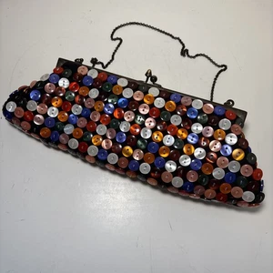 Vintage Aldo Button Embellished Evening Bag with Chain Strap One Missing Button - Picture 1 of 7