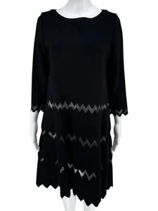 Abito Alaïa Paris nero in maglia con orlo in pizzo a zigzag - Taglia 44 - Foto 1 di 10