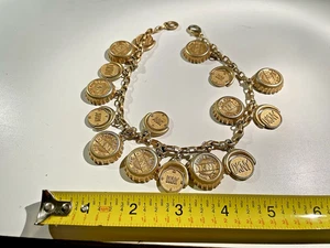 16" Donna Karan DKNY 1980s Gold Metal Bottle Caps Necklace ORIGINAL - Picture 1 of 12