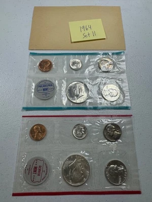 (1) 1964  US MINT SILVER P & D Set,  in all OGP,  w/ 90%  SILVER COINS,   SET 11 - Image 1 of 4