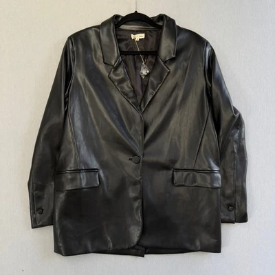 Chaqueta Blazer Aaron & Amber Imitación Cuero - Para Mujer Mediana, Nueva con Etiquetas Foto 1 de 4