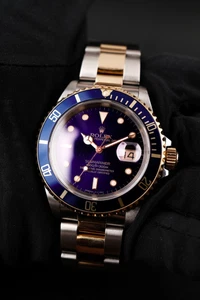 Rolex Submariner Date 16613 Original Papers + Box S/G, Rare Purple Dial, Role - Picture 1 of 14