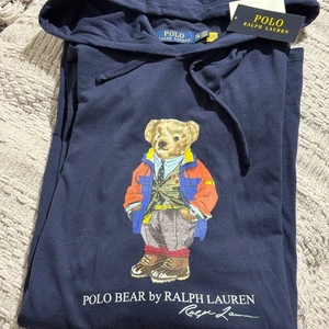Polo Ralph Lauren Men's Polo Bear Navy Blue Thin Hoodie Sweatshirt Size XXL NWT - Picture 1 of 6