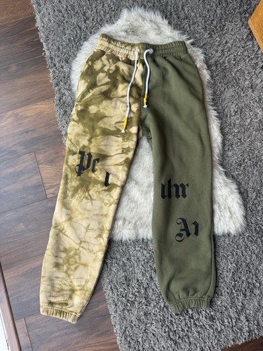 Pantaloni da pista PALM ANGELS con logo rotto verde mimetico taglia small pantaloni a quadri