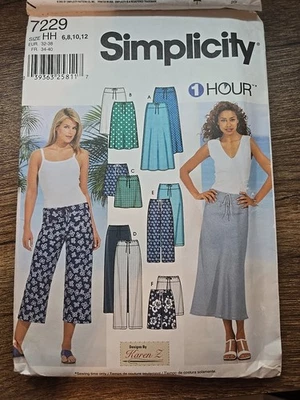 SIMPLICITY PATTERN 7229 SKIRT PANTS DRAWSTRING  MISSES SIZES 6 8 10 12 UNCUT  - Image 1 of 2