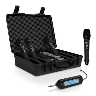 Pyle Portable Universal Wireless Microphone System-UHF Quad Channel - Image 1 of 4