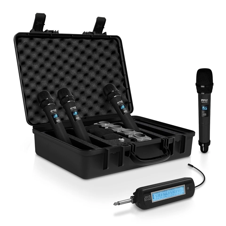 Pyle Portable Universal Wireless Microphone System-UHF Quad Channel - Image 1 of 4