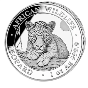 Somalia African Wildlife Silver Leopard 2025 1 oz 999,9 BU - Imagen 1 de 3