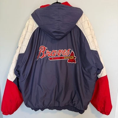Vintage 90s Atlanta Braves Starter Jacket Men’s XXL MLB Tomahawk Logo Hooded  - Image 1 of 4