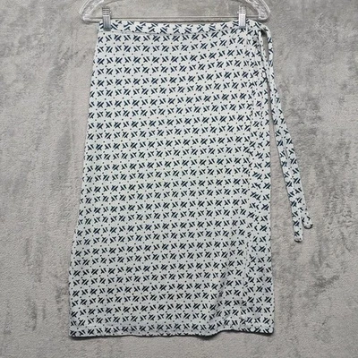 Falda Banana Republic para mujer talla mediana estampado azul mezcla de algodón seda envoltura completa Foto 1 de 4