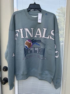 HOLLISTER HERREN BOXY LA FINALS TENNIS GRAPHIC CREW SWEATSHIRT TÜRKIS-GRAU Gr. L - Bild 1 von 5