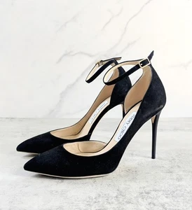 Jimmy Choo schwarze Wildleder Leder Knöchelriemen Stiletto Pumps Absätze 36,5 EU, 6,5 US - Bild 1 von 8