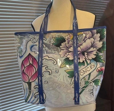 NUEVO Bolso de Mano Ed Hardy Pantera Negra Grande Para Mujer Rojo Transparente Playa Fiesta Bolso PVC Foto 1 de 3