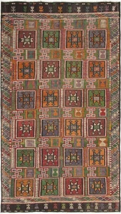 Vintage Hand Woven Carpet 6'5" x 11'6" Traditional Wool Kilim Rug - Picture 1 of 9