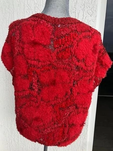 BRUNELLO CUCINELLI Frayed coated open-knit red sweater sz L New $ 2495 - Bild 1 von 4