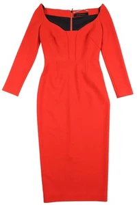 ROLAND MOURET RED CADY MIDI DRESS UK 6 - Picture 1 of 5