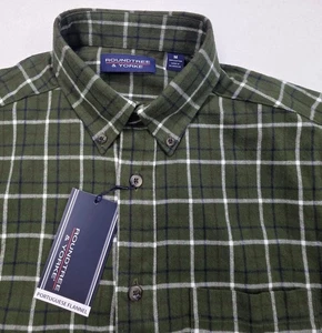NUEVA Camisa de Franela Roundtree & Yorke Para Hombre M Portugués A Cuadros Verde $59 - Imagen 1 de 8