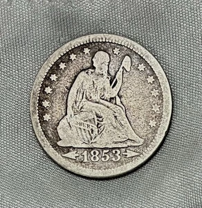 1853 Seated Liberty Quarter With Arrows and Rays, VG Details, Cleaned - Picture 1 of 2