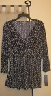 L Large 12 shirt top blouse Daisy Fuentes pleat fold detail front black white