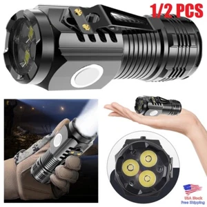 1/2PCS Super Bright LED Mini Tactical Flashlight USB Rechargeable 5 Modes Light - Picture 1 of 16