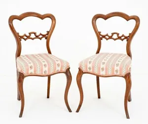 Pair Victorian Side Chairs Antique Circa 1860 - Picture 1 of 7
