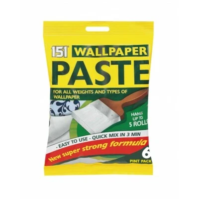 151 PRODUCTS & BURTOLINE NEW 5 ROLL EXTRA STRONG WALLPAPER PASTE SUPER STICK ADHESIVE WALL PAPER GLUE