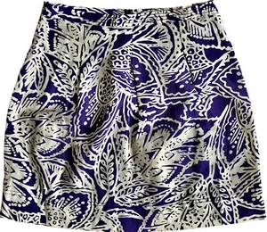 LOFT Size 4 Skirt Purple Off White Batik Print Linen Short A-Line Flippy Cute!! - Picture 1 of 5